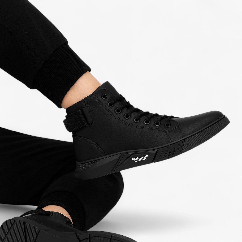 High Black Boots with Shock-Absorbing Sole