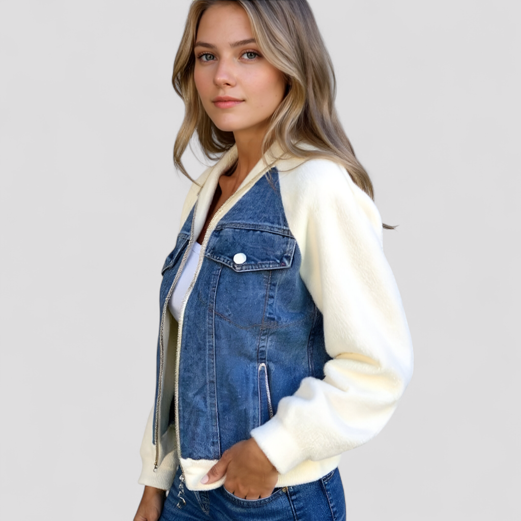 Mångsidig denimjacka med flexibel bomull-spandexpassform