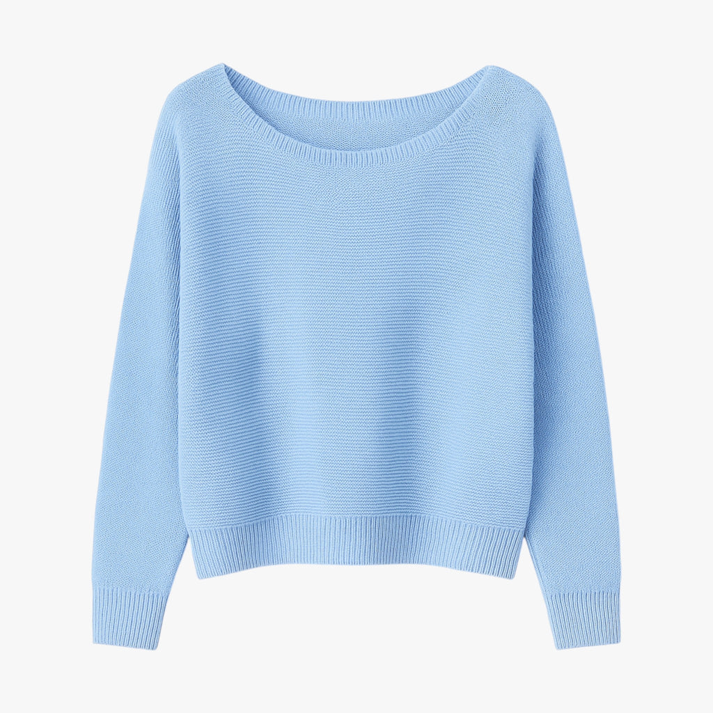 Conjunto de dos piezas de jersey de punto azul y falda floral