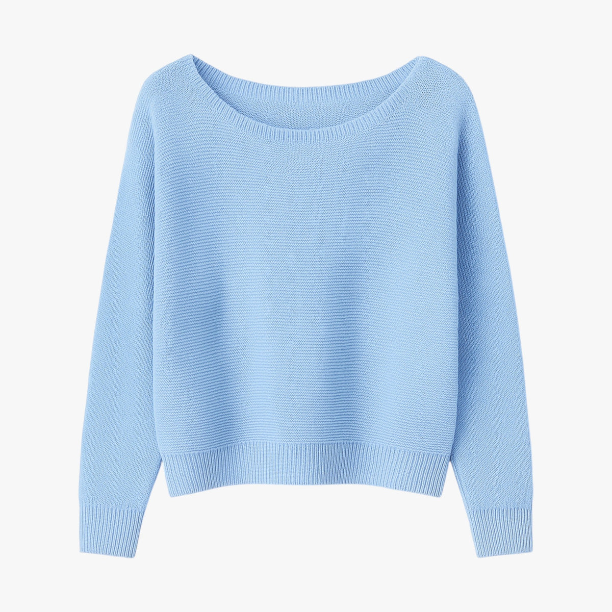 Conjunto de dos piezas de jersey de punto azul y falda floral