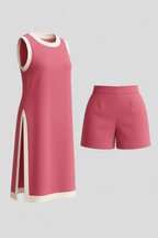 Boho-Inspired Colour Block Sleeveless Top and Shorts Set