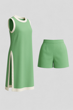 Boho-Inspired Colour Block Sleeveless Top and Shorts Set