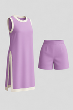 Boho-Inspired Colour Block Sleeveless Top and Shorts Set