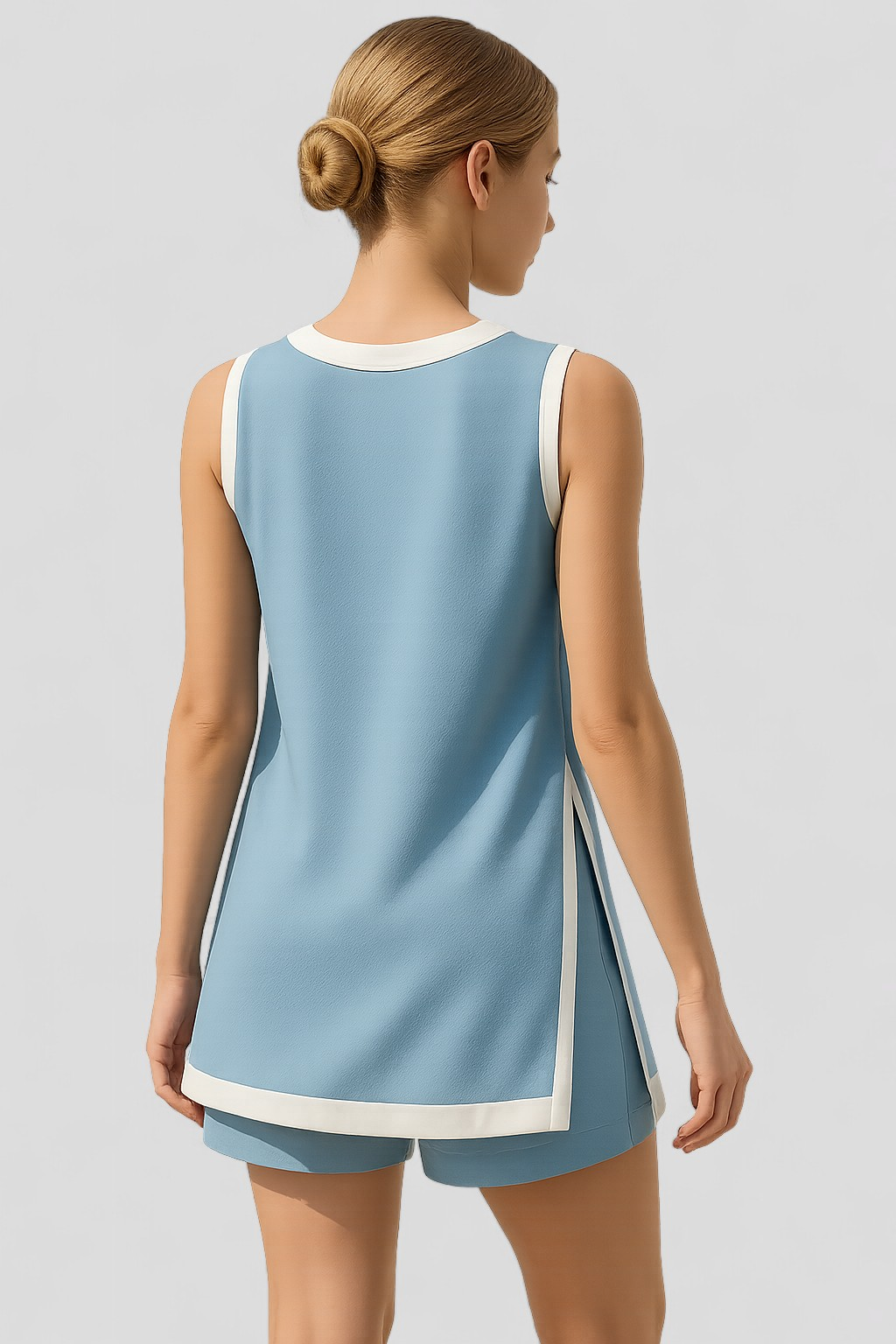 Boho-Inspired Colour Block Sleeveless Top and Shorts Set