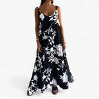 Vestido largo sin mangas de estampado floral en mezcla de algodón