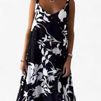 Vestido largo sin mangas de estampado floral en mezcla de algodón