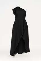 Asymmetric One-Shoulder Dress with Ruffle Detail
