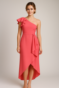 Asymmetric One-Shoulder Dress with Ruffle Detail
