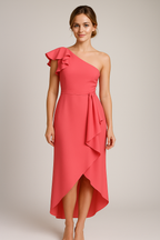 Asymmetric One-Shoulder Dress with Ruffle Detail