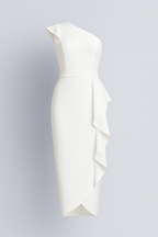 Asymmetric One-Shoulder Dress with Ruffle Detail