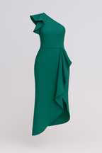 Asymmetric One-Shoulder Dress with Ruffle Detail