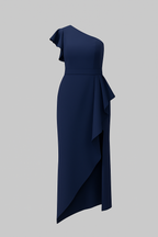 Asymmetric One-Shoulder Dress with Ruffle Detail