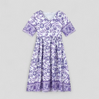 Vestido de verano floral con cuello de pico y tejido transpirable antiarrugas