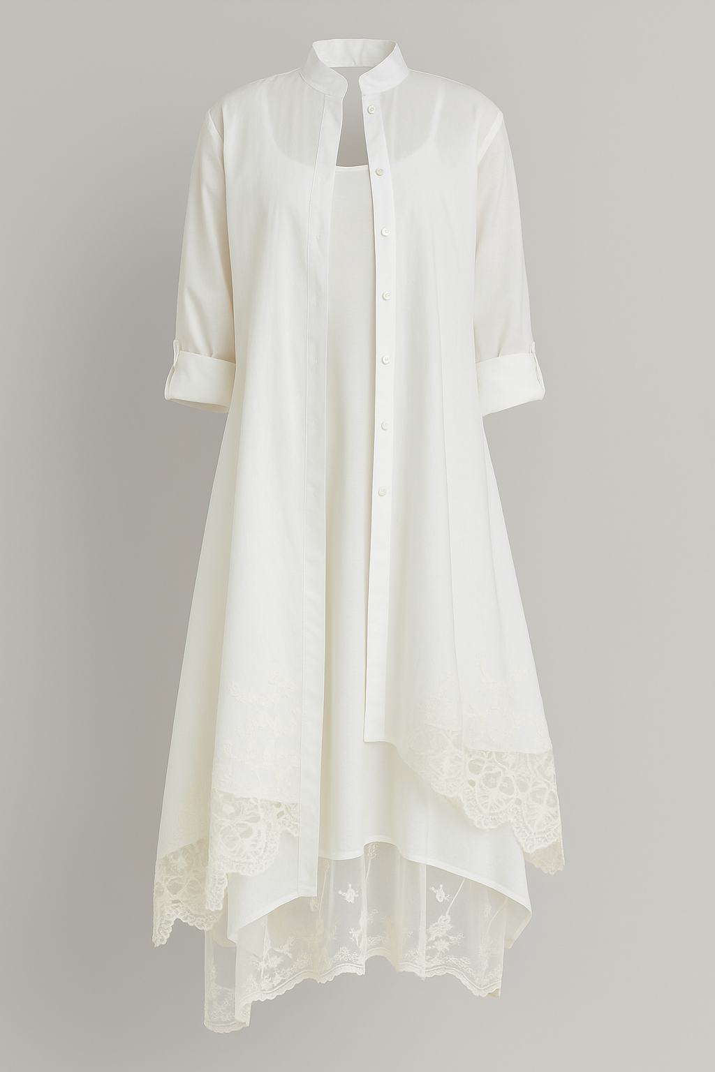 Boho-midiklänning och oversize skjorta i set