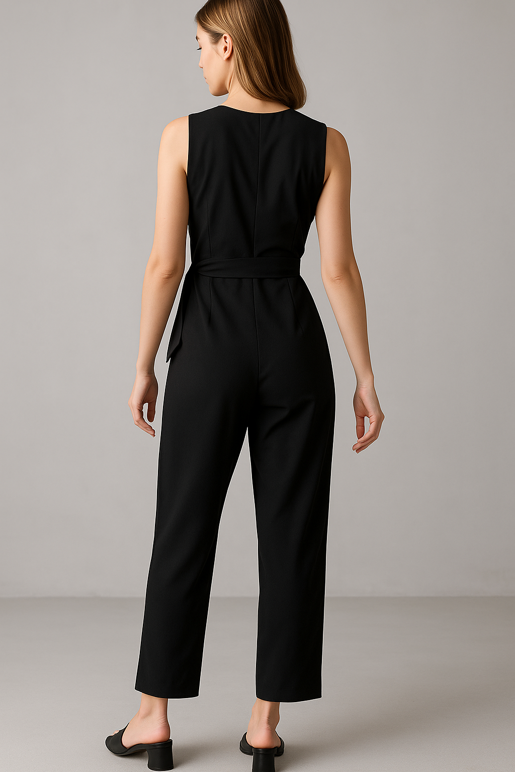 Sleeveless Jumpsuit with Reinforced Shoulders