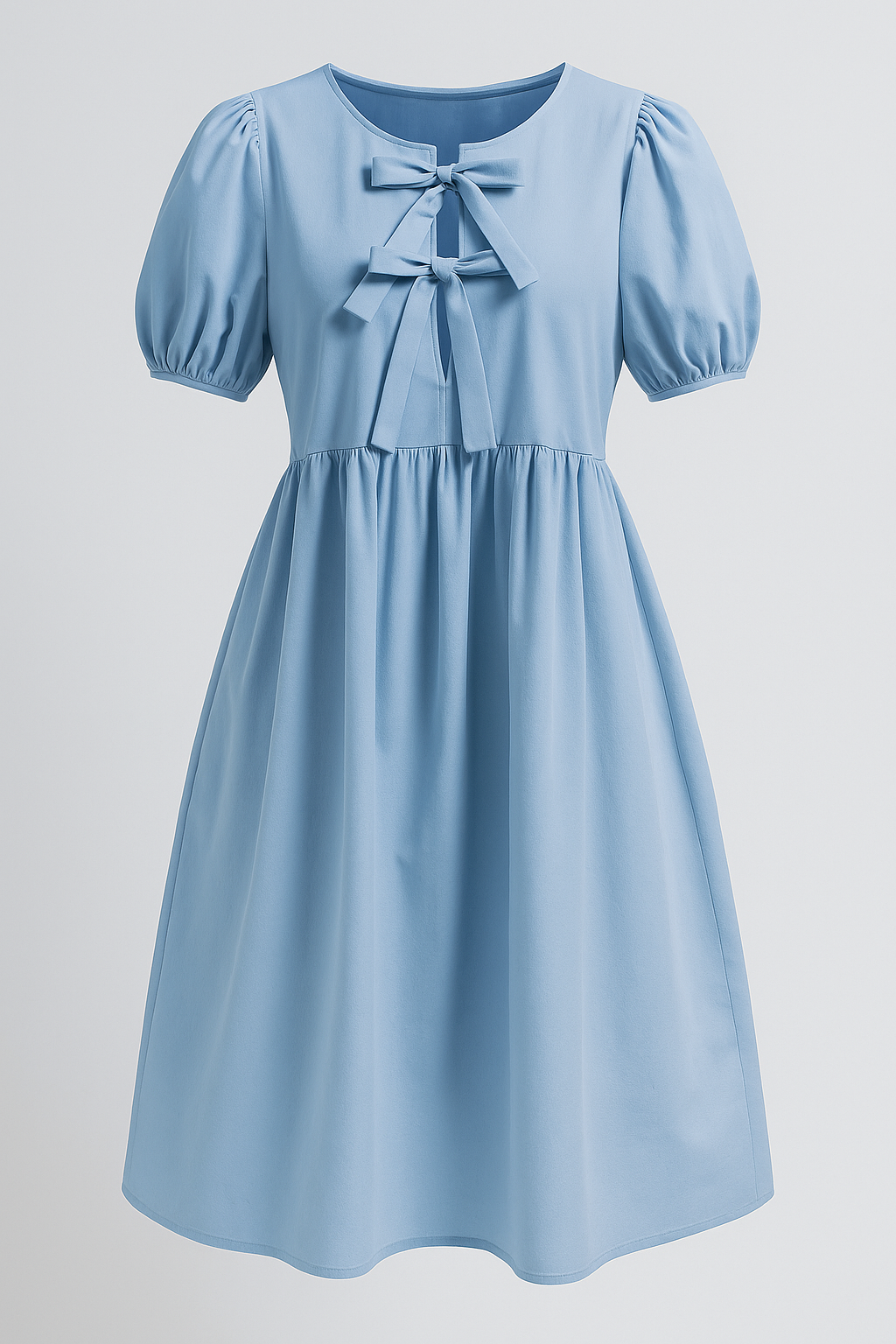 Vestido de manga abullonada con un delicado detalle de lazo delantero