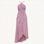 Draped Dress with Asymmetric Hem and Crossed Straps