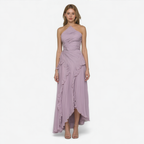 Draped Dress with Asymmetric Hem and Crossed Straps