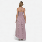 Draped Dress with Asymmetric Hem and Crossed Straps