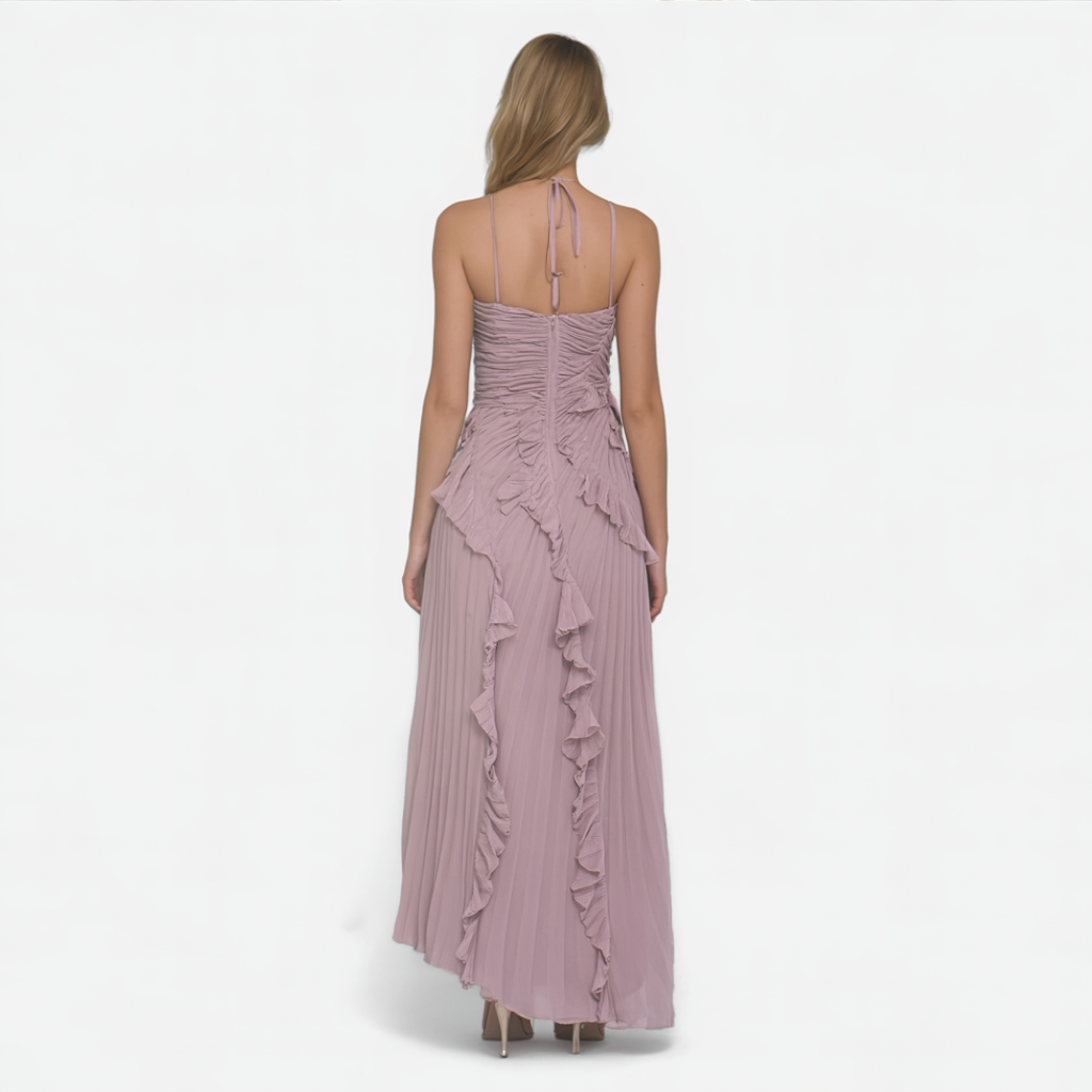 Draped Dress with Asymmetric Hem and Crossed Straps