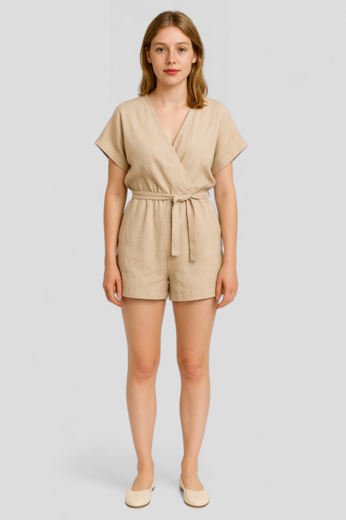 Linen jumpsuit with short sleeves for summer days