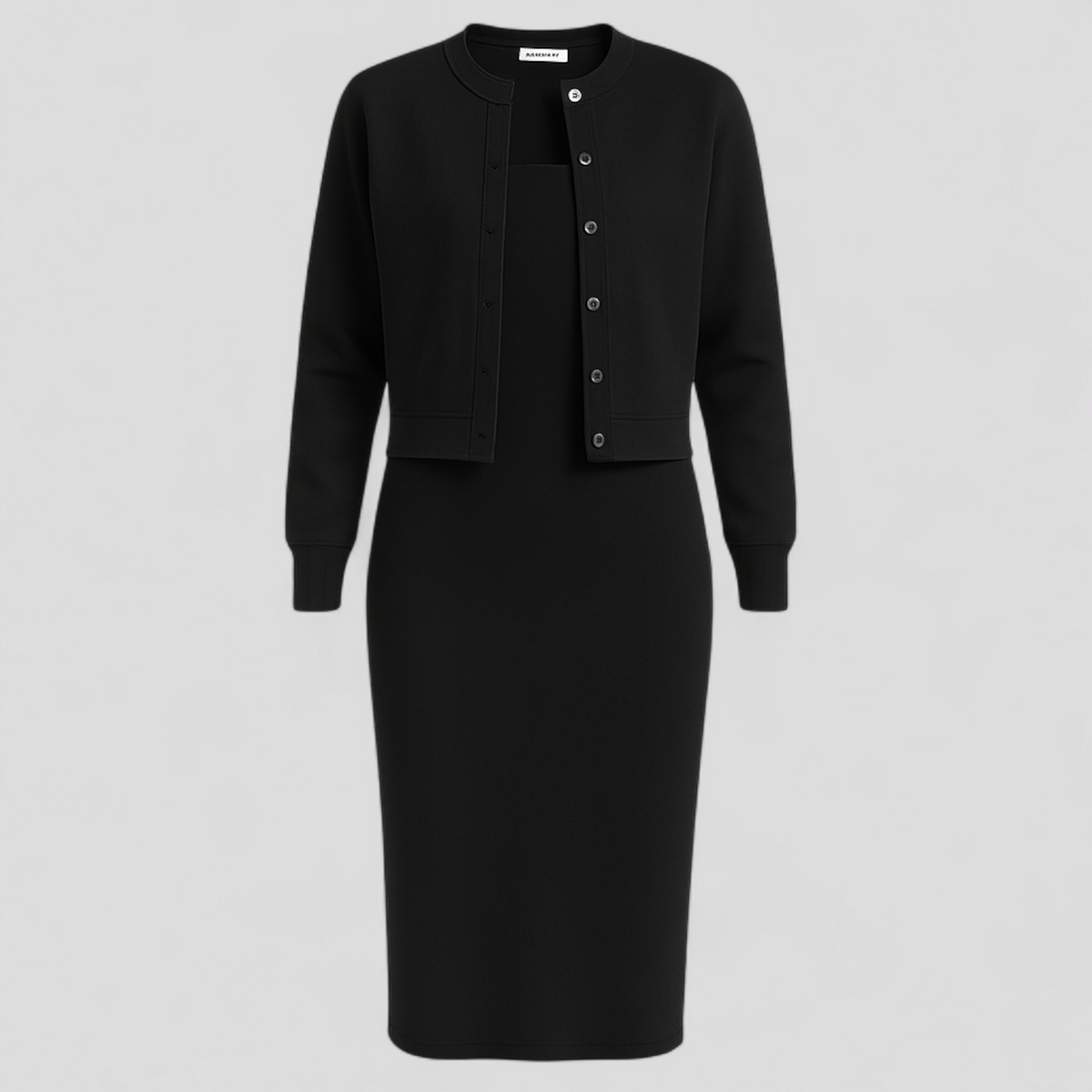 Elegant Midi Dress and Matching Cardigan Set