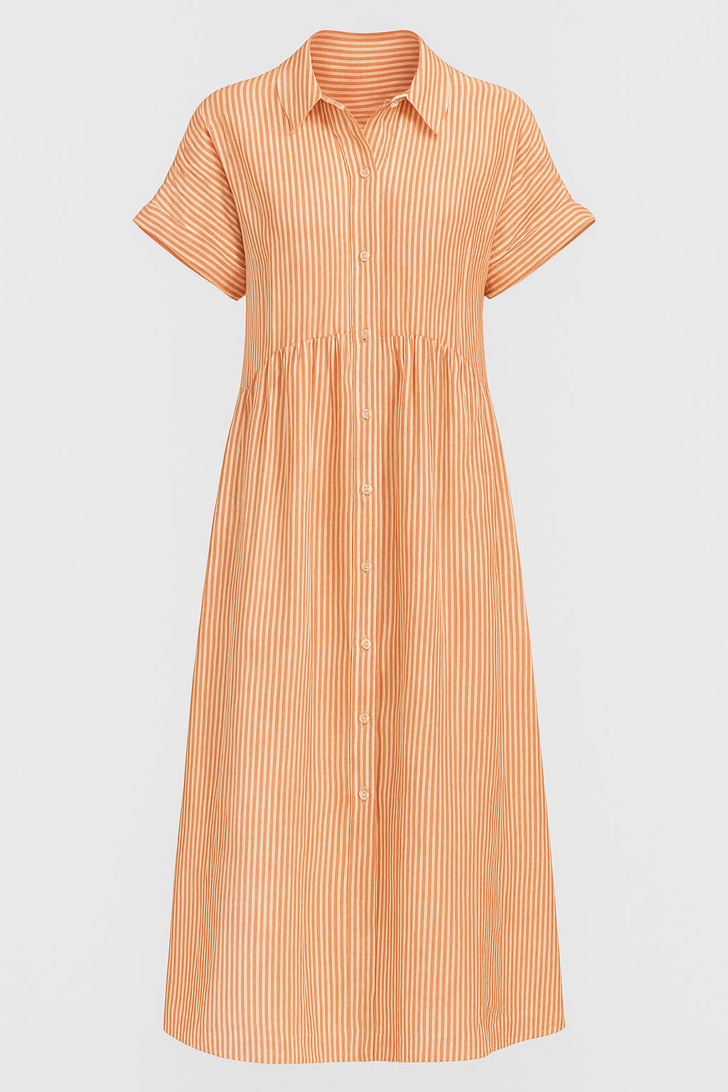 Vestido camisero de rayas con cierre de botones y bolsillos