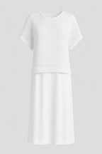 Vestido midi de verano con cuerpo de croché y falda fluida