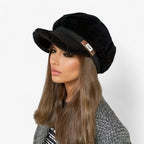 Retro Octagonal Winter Hat in Soft Faux Leather