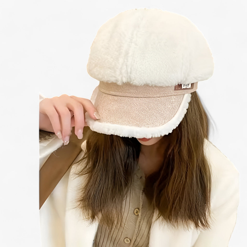 Retro Octagonal Winter Hat in Soft Faux Leather