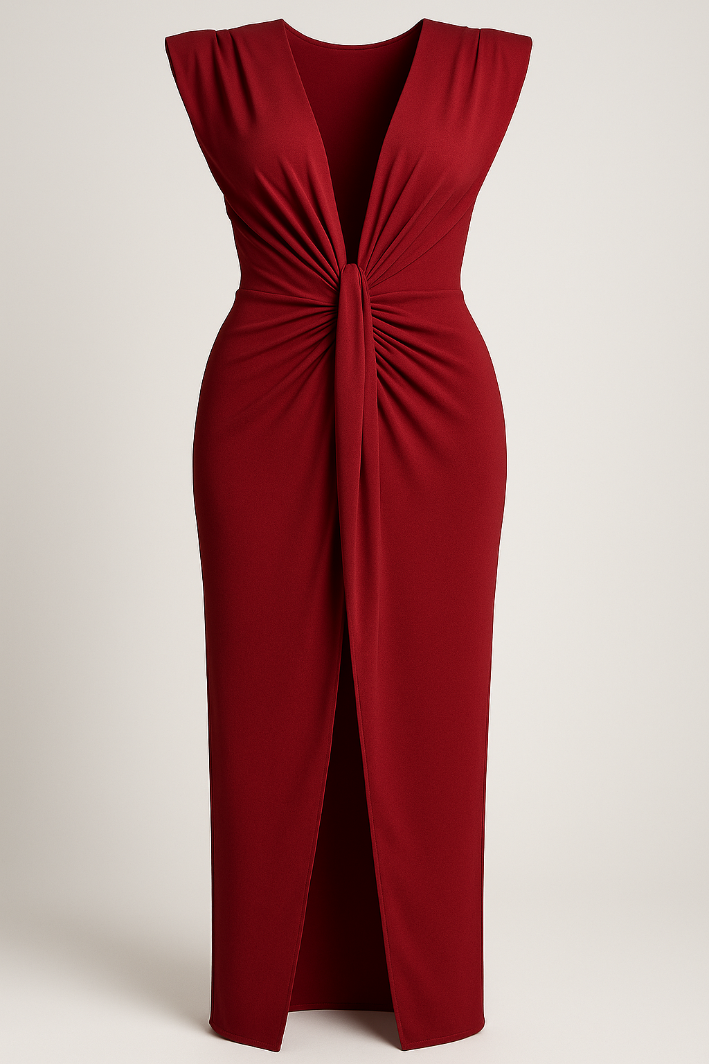 Raw silk-effect dress with side slit and spaghetti straps
