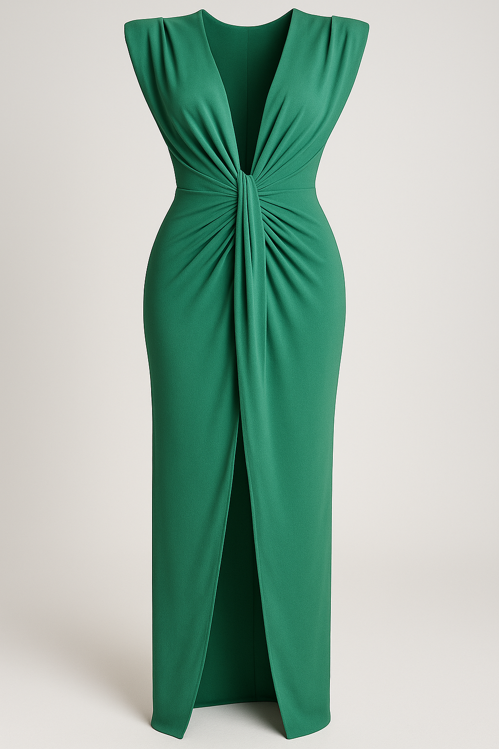 Raw silk-effect dress with side slit and spaghetti straps