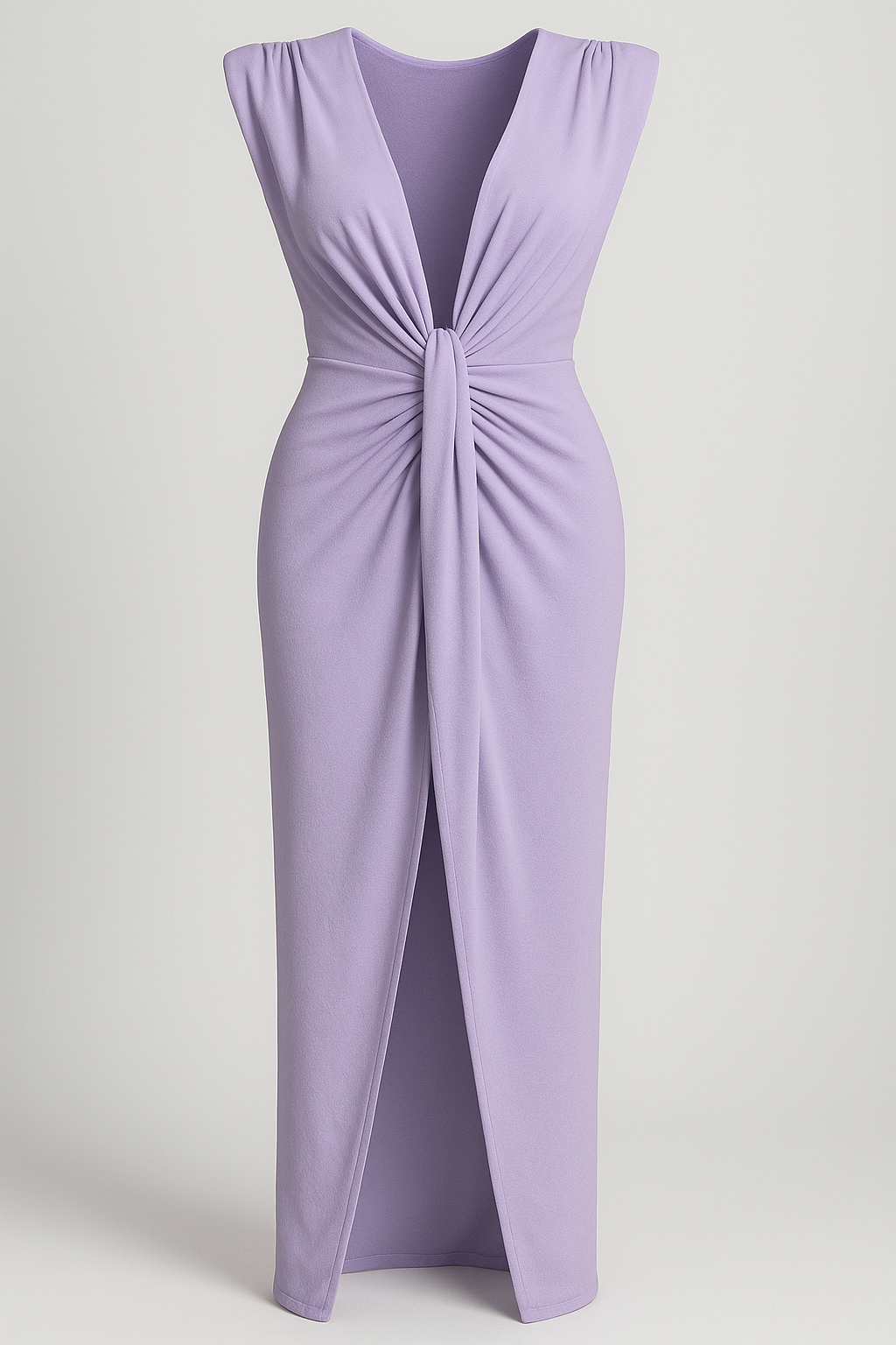Raw silk-effect dress with side slit and spaghetti straps
