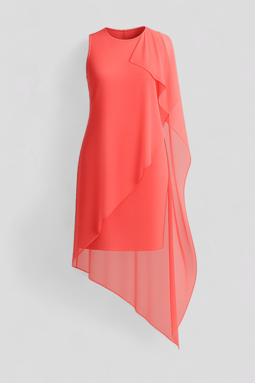 Sleeveless Chiffon Summer Dress with a Round Neckline