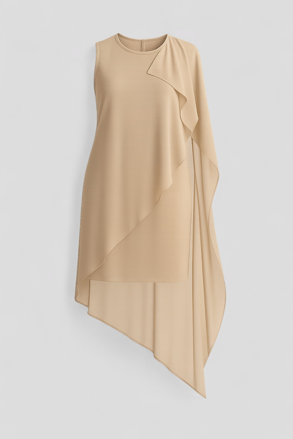 Sleeveless Chiffon Summer Dress with a Round Neckline