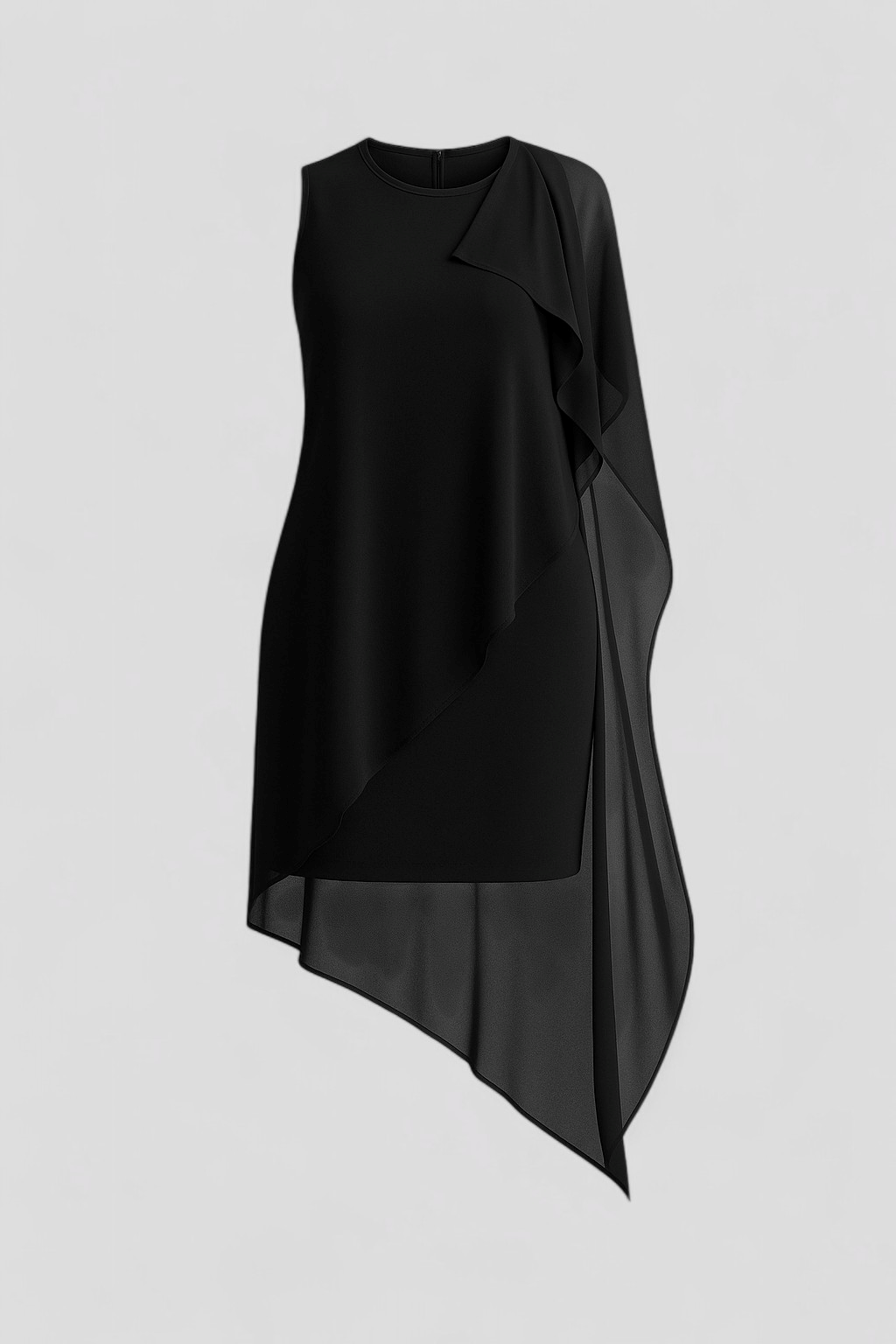 Sleeveless Chiffon Summer Dress with a Round Neckline