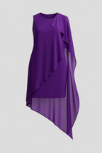 Sleeveless Chiffon Summer Dress with a Round Neckline