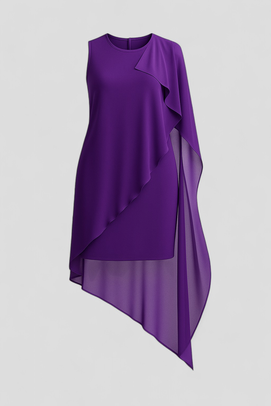 Sleeveless Chiffon Summer Dress with a Round Neckline