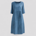 Embroidered Summer Dress with Elbow-Length Sleeves