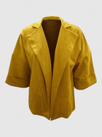 Notched-Collar Cardigan in Soft Suede-Look Fabric