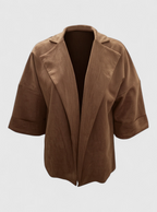 Notched-Collar Cardigan in Soft Suede-Look Fabric