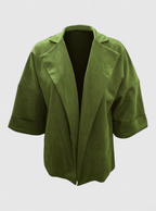 Notched-Collar Cardigan in Soft Suede-Look Fabric