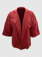 Notched-Collar Cardigan in Soft Suede-Look Fabric