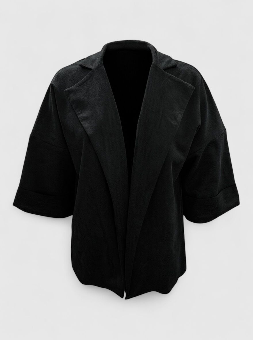 Notched-Collar Cardigan in Soft Suede-Look Fabric