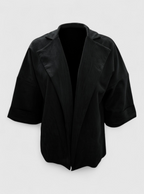 Notched-Collar Cardigan in Soft Suede-Look Fabric