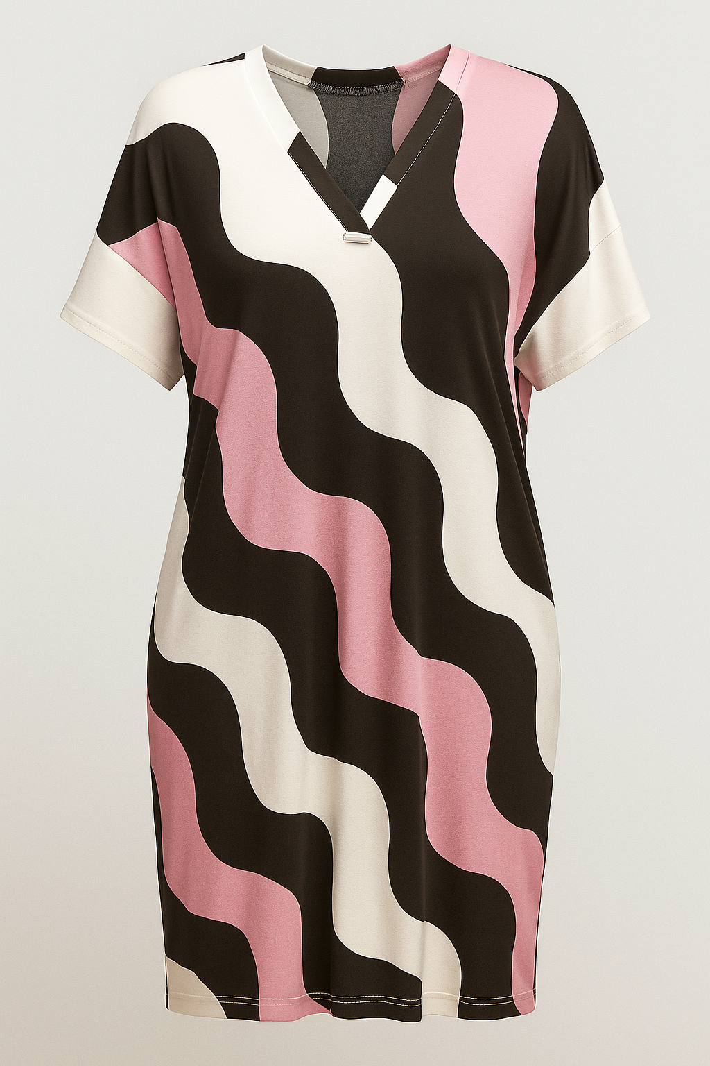 Elegant V-Neck Dress in Easy-Care Wrinkle-Free Fabric