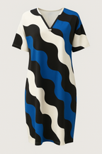 Elegant V-Neck Dress in Easy-Care Wrinkle-Free Fabric