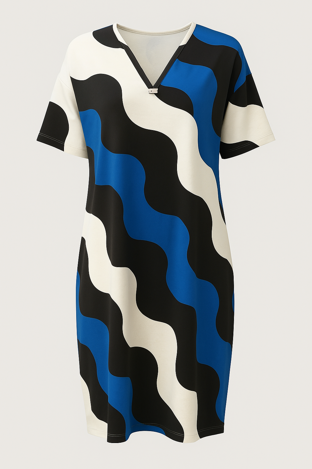 Elegant V-Neck Dress in Easy-Care Wrinkle-Free Fabric
