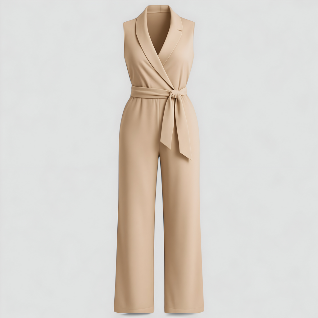 Ärmlös jumpsuit med V-ringning och klädsam skärning