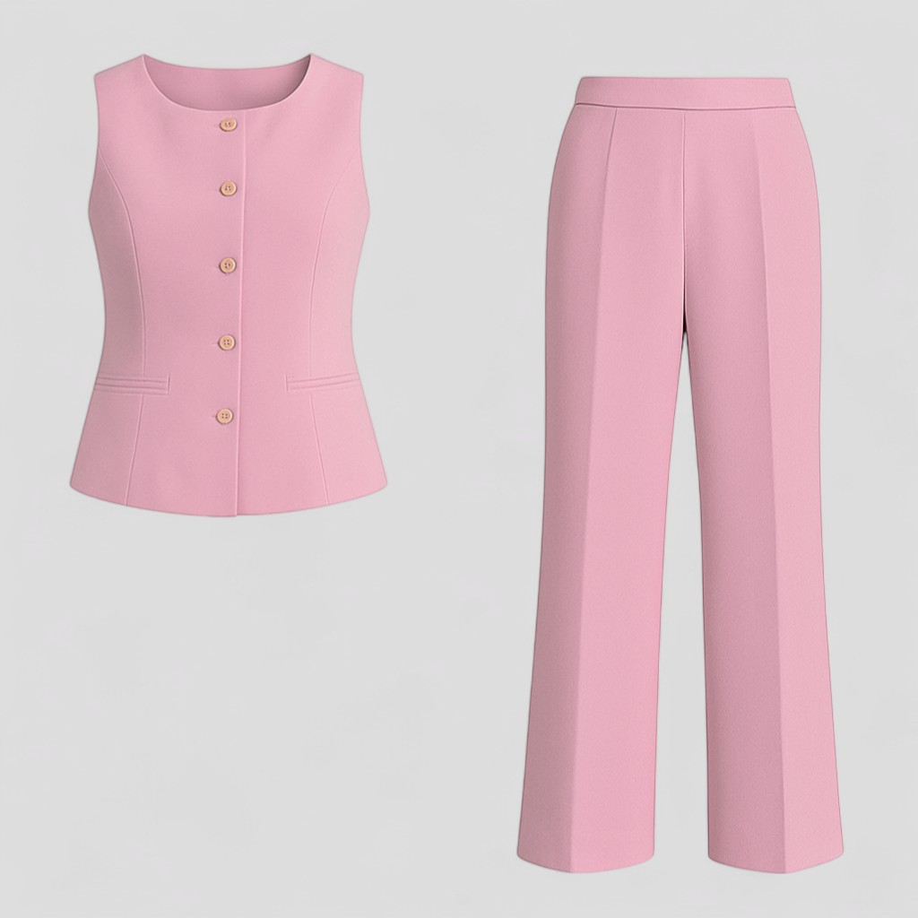 Elegant tvådelat set med knäppning fram i lätt tyg